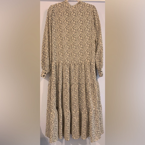 NWT, Topshop, Spotted Tiered Long Sleeve Midi Shirt Dress w/Drop Waist, Sz 8-10 - Picture 8 of 13